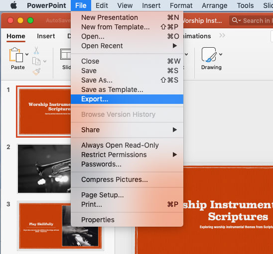 how to change export resolution of powerpoint slide for mac