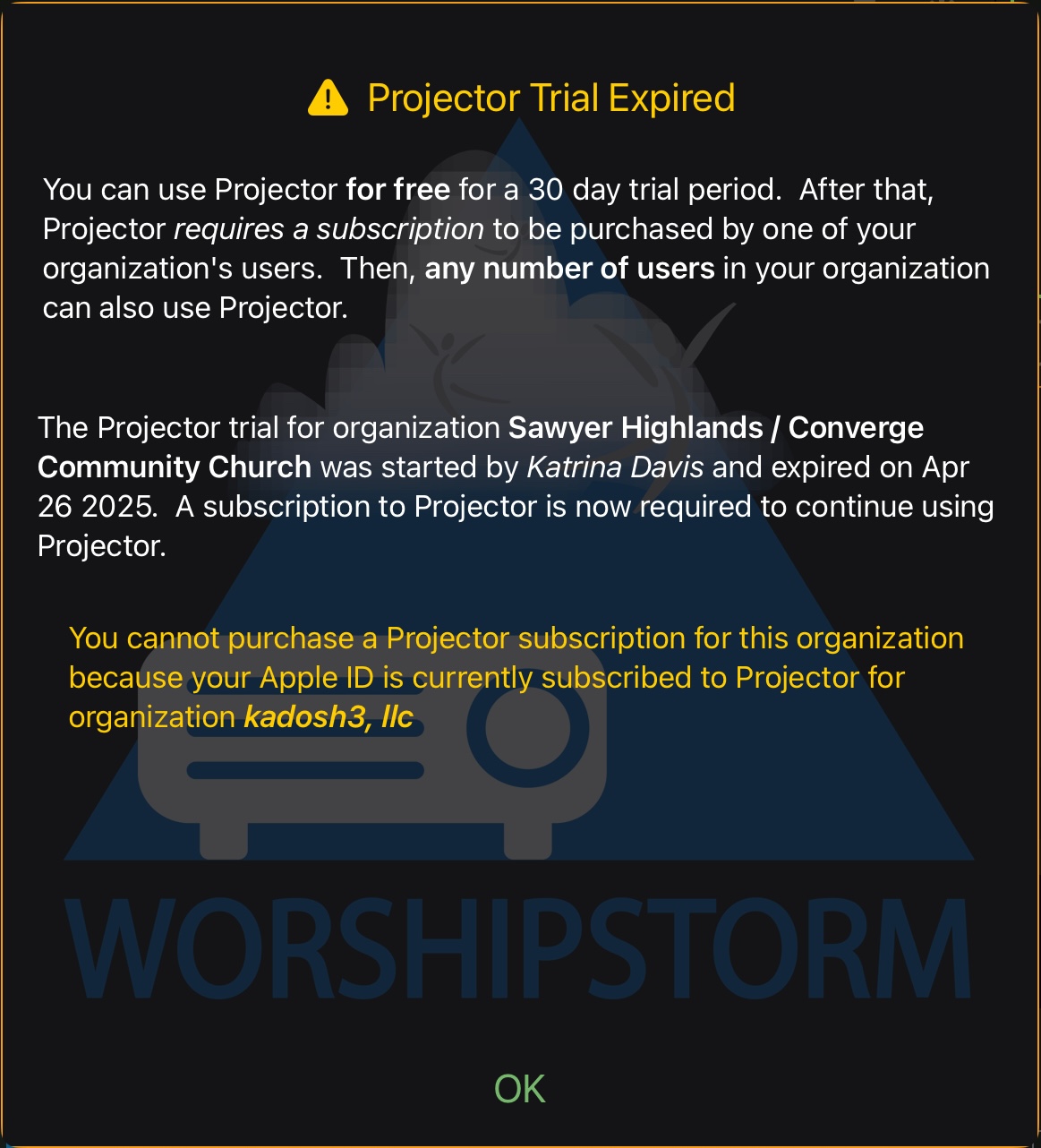 Projector Trial Expired (cannot purchase).jpeg